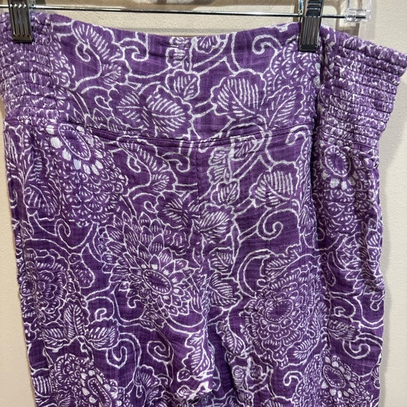Free People Purple Floral Boho Funky Crossover Waist Wide Leg Pants - Picture 9 of 15